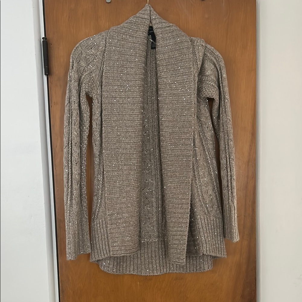 INC International Concepts Tan Cardigan with Chunky Knit Texture